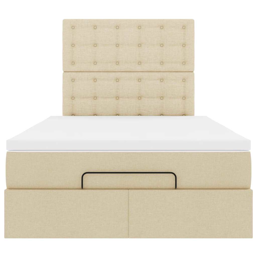 Ottoman bed met matras 120x190cm stof crèmekleurig