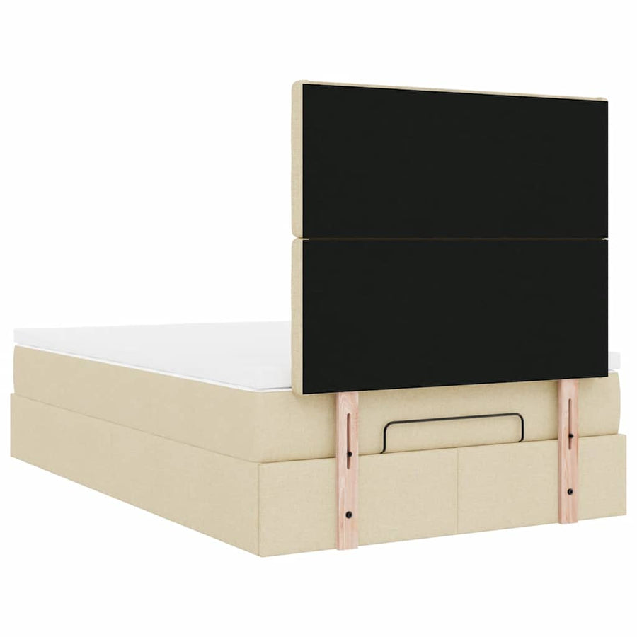 Ottoman bed met matras 120x190cm stof crèmekleurig