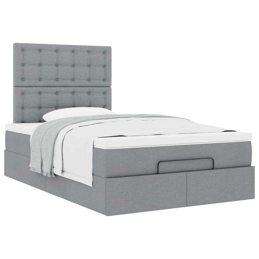 Ottoman bed met matras 120x200cm stof lichtgrijs