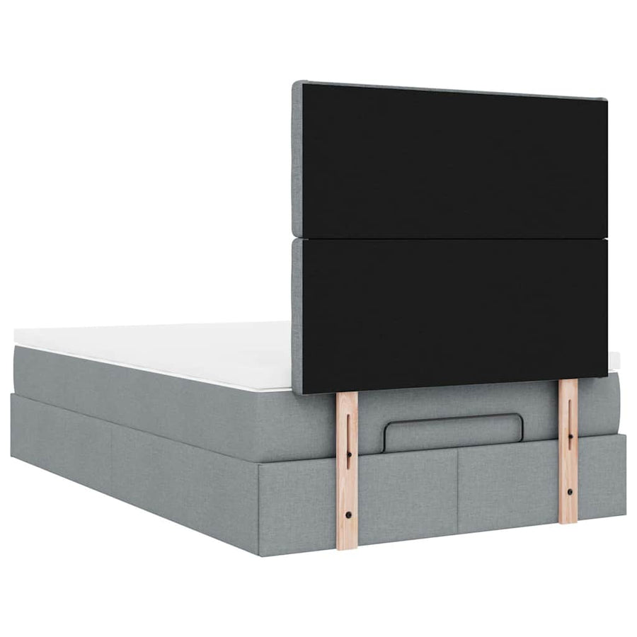 Ottoman bed met matras 120x200cm stof lichtgrijs