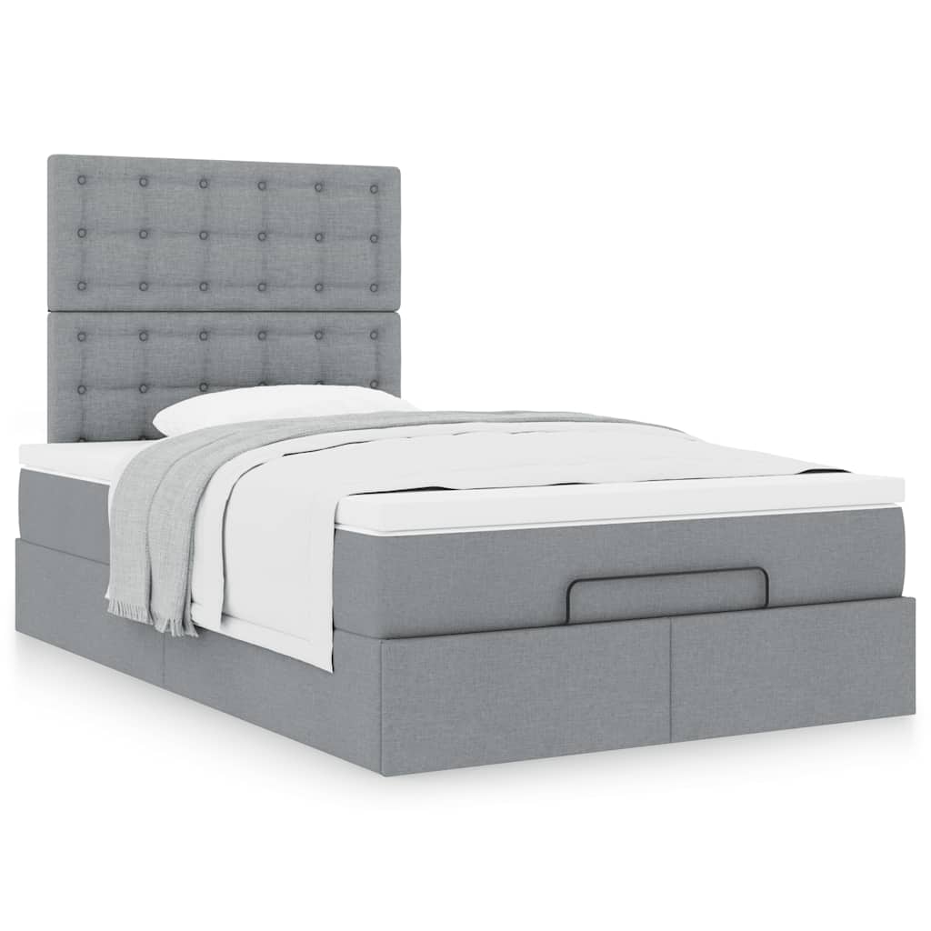 Ottoman bed met matras 120x200cm stof lichtgrijs