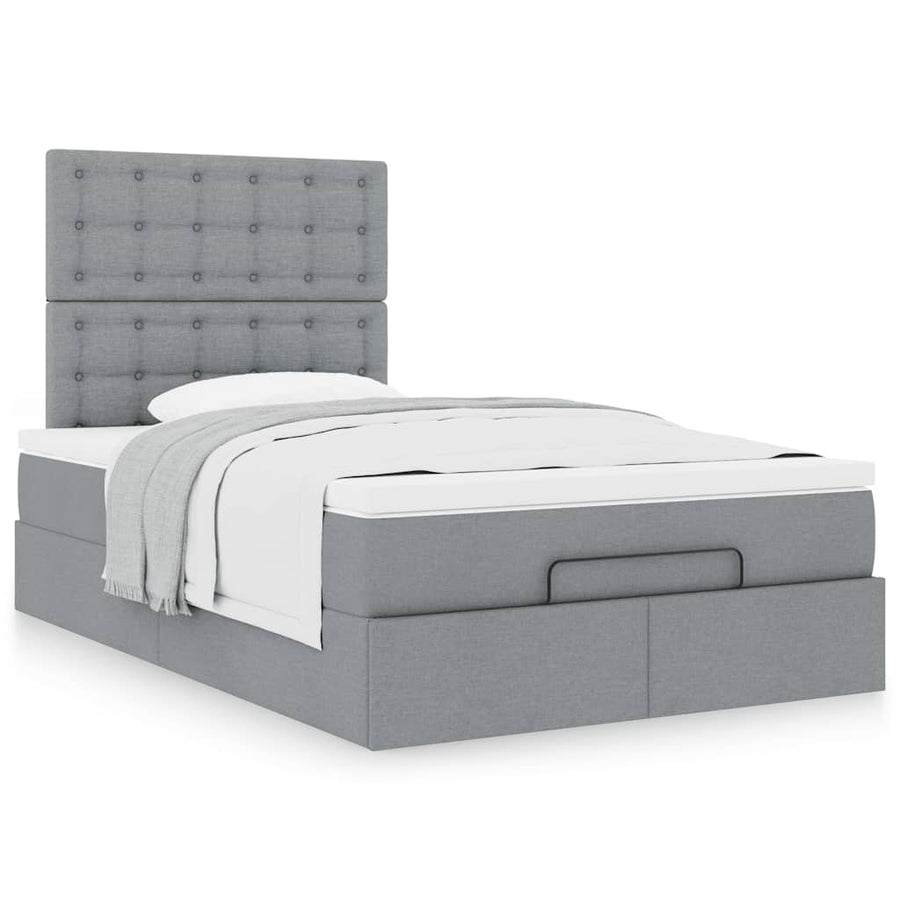 Ottoman bed met matras 120x200cm stof lichtgrijs