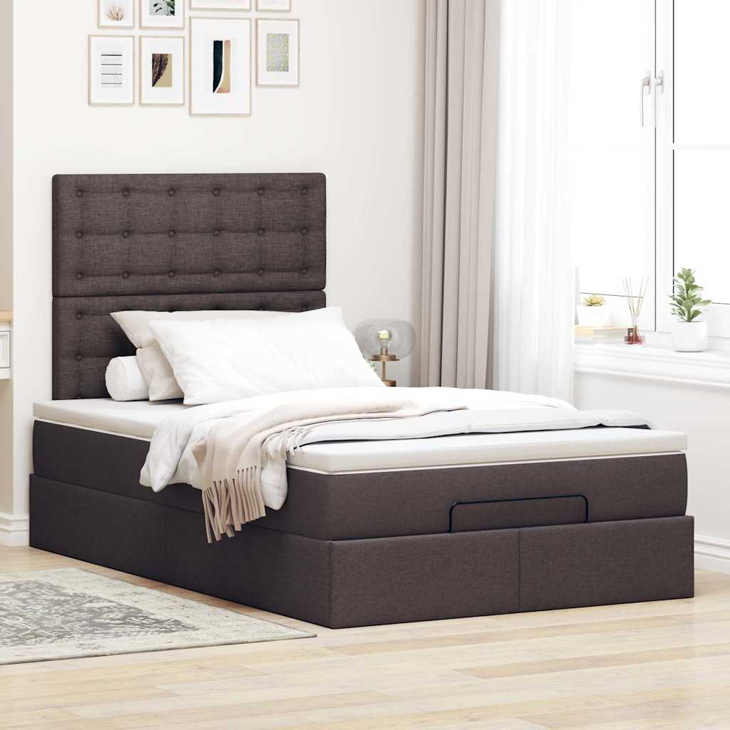 Ottoman bed met matras 120x200cm stof donkerbruin