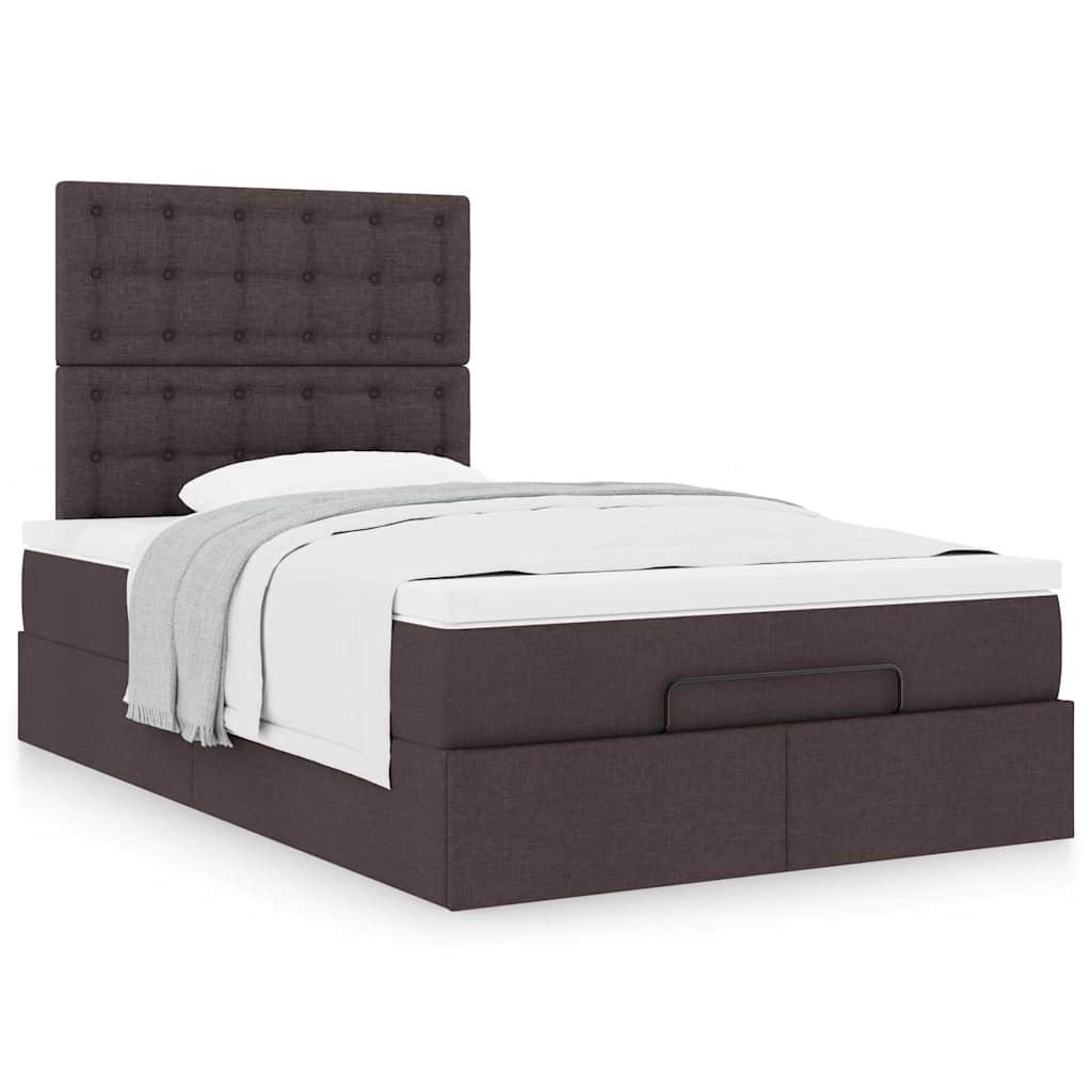 Ottoman bed met matras 120x200cm stof donkerbruin