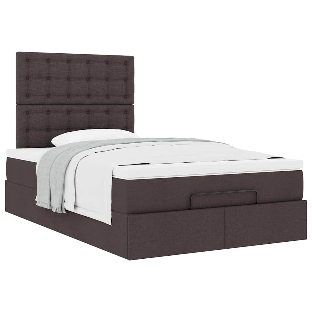 Ottoman bed met matras 120x200cm stof donkerbruin