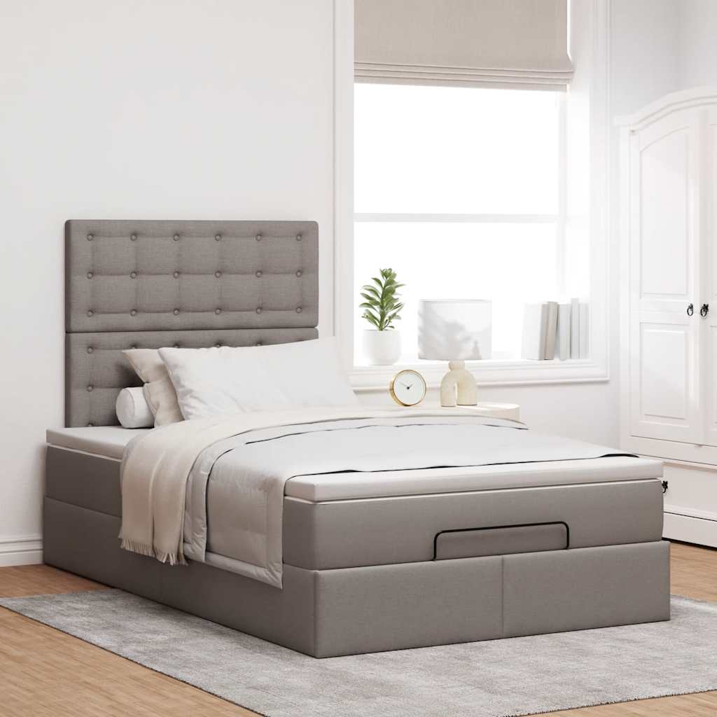Ottoman bed met matras 120x200cm stof taupe