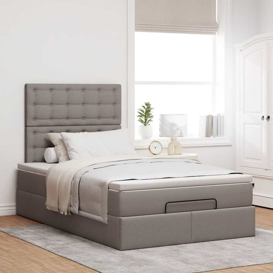 Ottoman bed met matras 120x200cm stof taupe