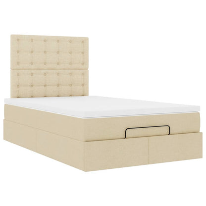 Ottoman bed met matras 120x200cm stof crèmekleurig