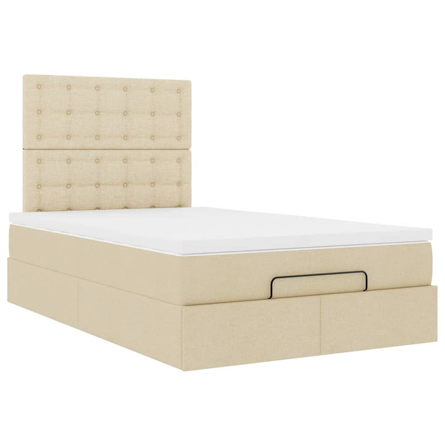 Ottoman bed met matras 120x200cm stof crèmekleurig