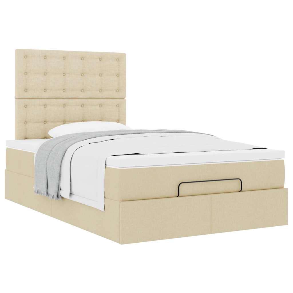 Ottoman bed met matras 120x200cm stof crèmekleurig