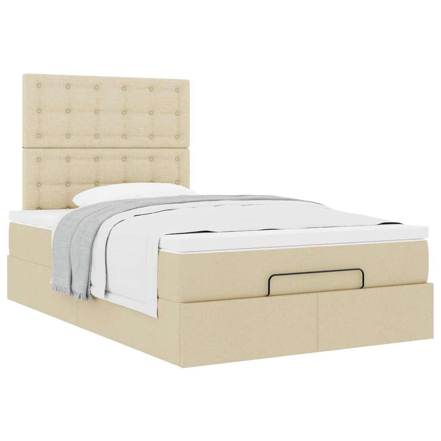 Ottoman bed met matras 120x200cm stof crèmekleurig