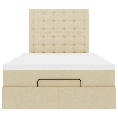Ottoman bed met matras 120x200cm stof crèmekleurig
