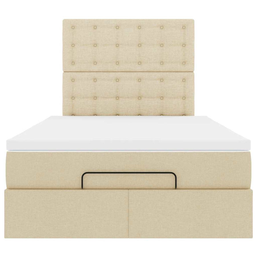 Ottoman bed met matras 120x200cm stof crèmekleurig