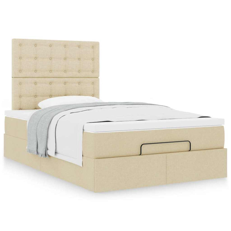 Ottoman bed met matras 120x200cm stof crèmekleurig