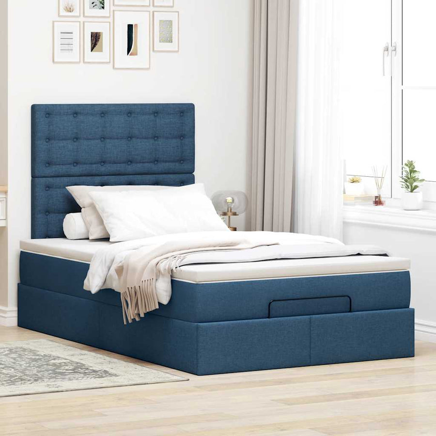 Ottoman bed met matras 120x200cm stof blauw