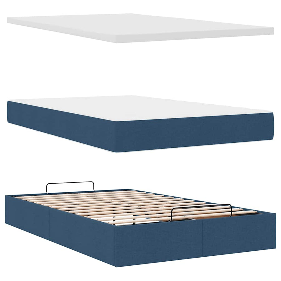 Ottoman bed met matras 120x200cm stof blauw