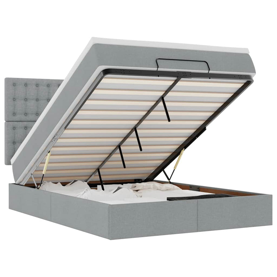 Ottoman bed met matras 140x190cm stof lichtgrijs