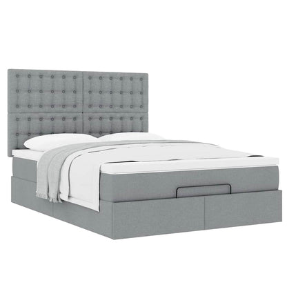 Ottoman bed met matras 140x190cm stof lichtgrijs