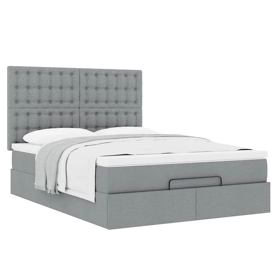 Ottoman bed met matras 140x190cm stof lichtgrijs
