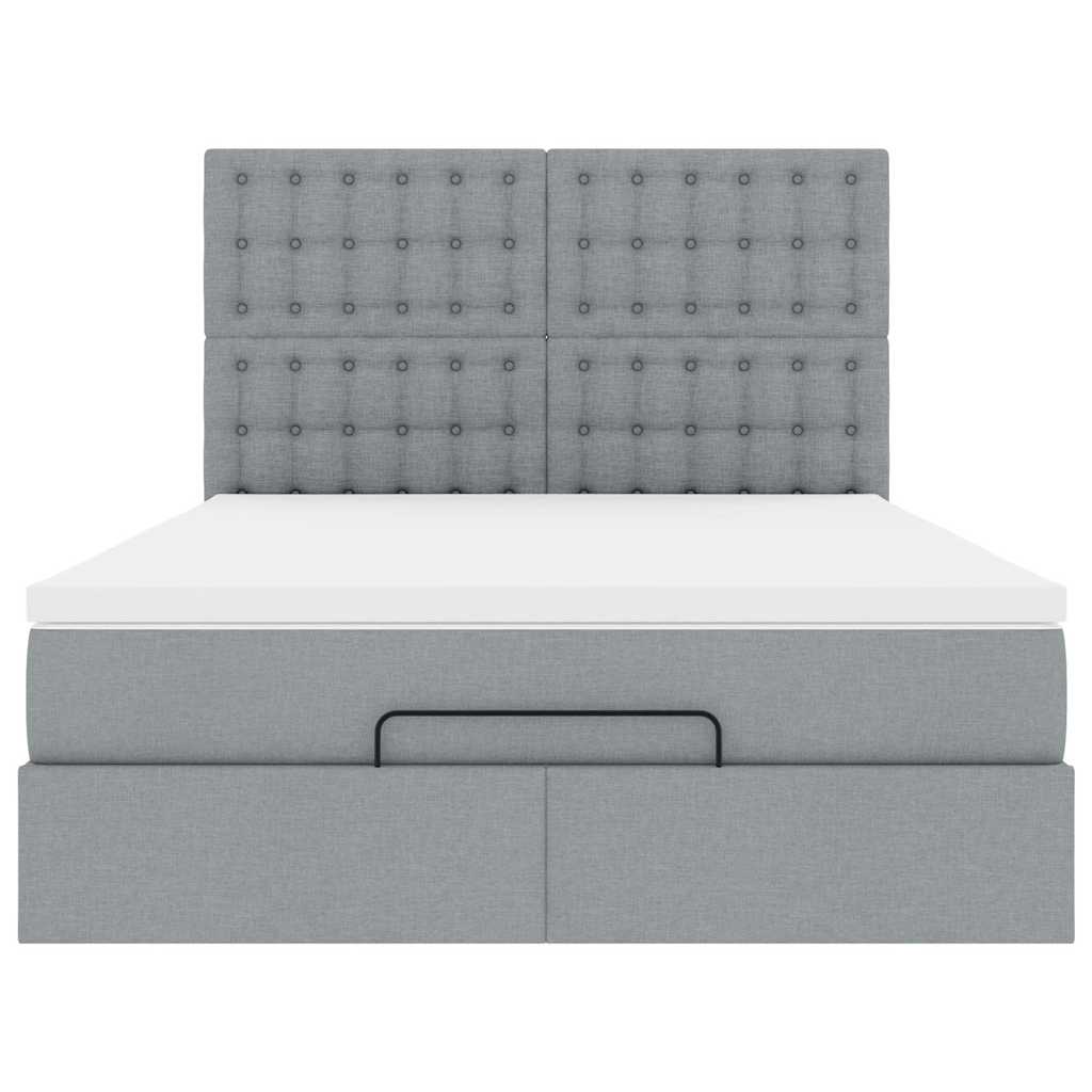 Ottoman bed met matras 140x190cm stof lichtgrijs