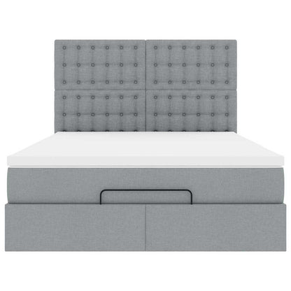 Ottoman bed met matras 140x190cm stof lichtgrijs