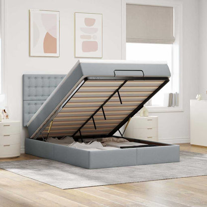 Ottoman bed met matras 140x190cm stof lichtgrijs