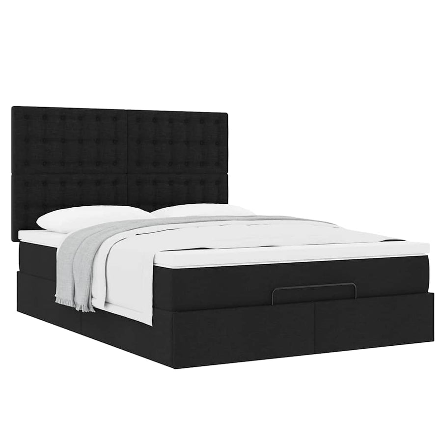Ottoman bed met matras 140x190cm stof zwart
