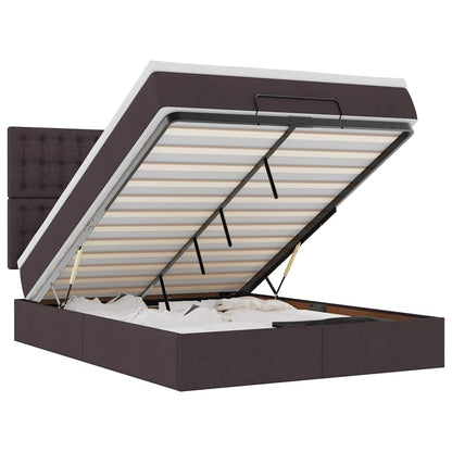 Ottoman bed met matras 140x190cm stof donkerbruin
