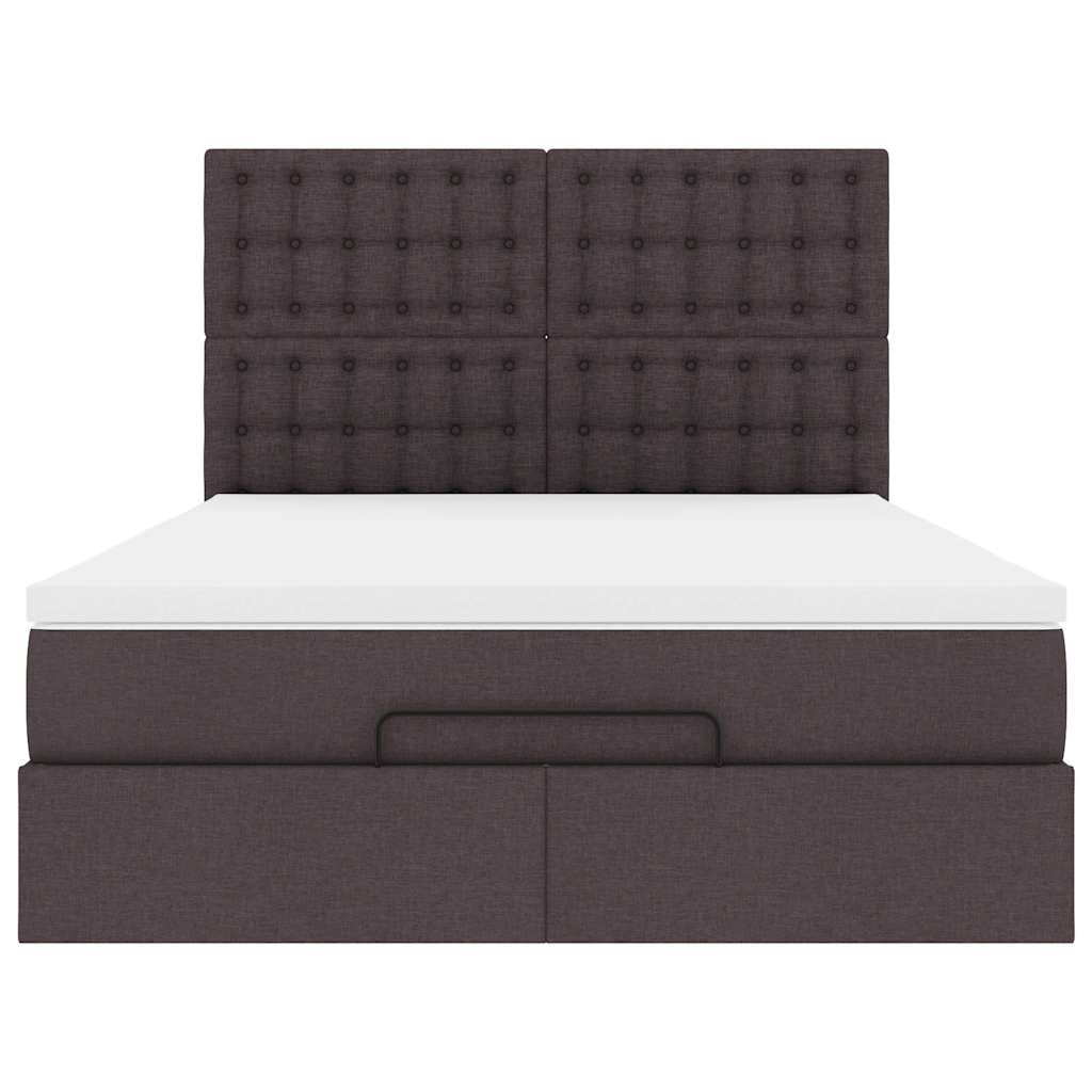 Ottoman bed met matras 140x190cm stof donkerbruin