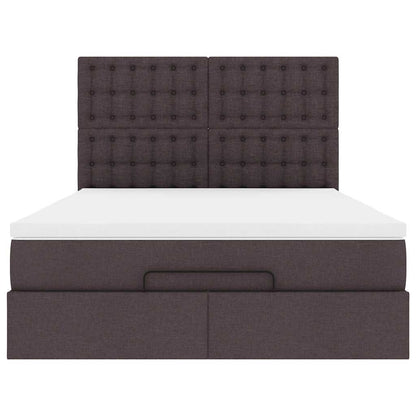 Ottoman bed met matras 140x190cm stof donkerbruin
