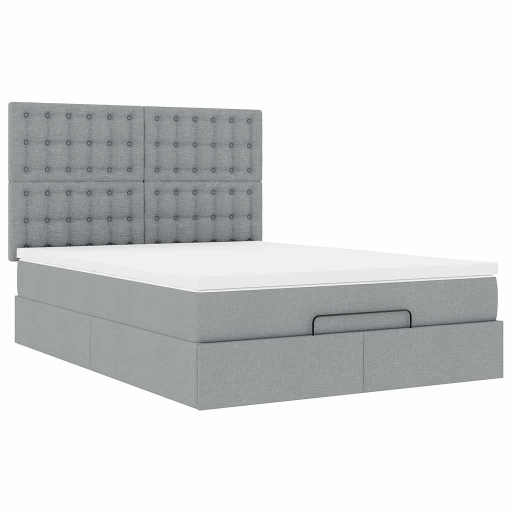 Ottoman bed met matras 140x200cm stof lichtgrijs
