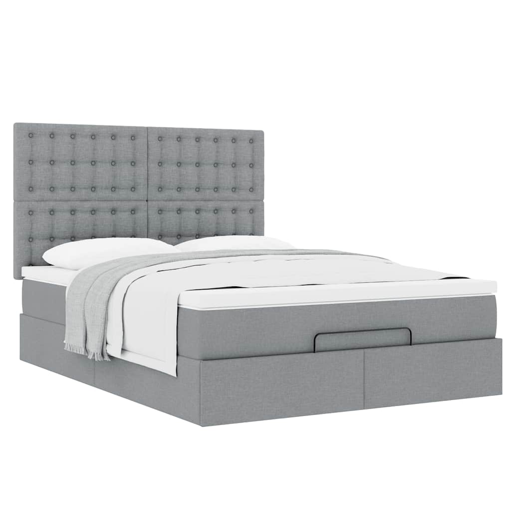 Ottoman bed met matras 140x200cm stof lichtgrijs