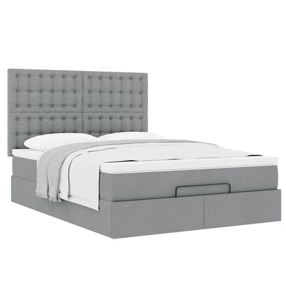 Ottoman bed met matras 140x200cm stof lichtgrijs