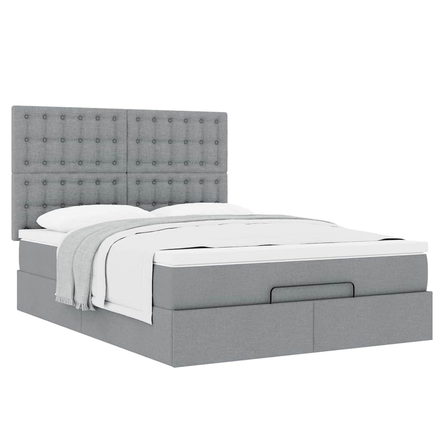 Ottoman bed met matras 140x200cm stof lichtgrijs