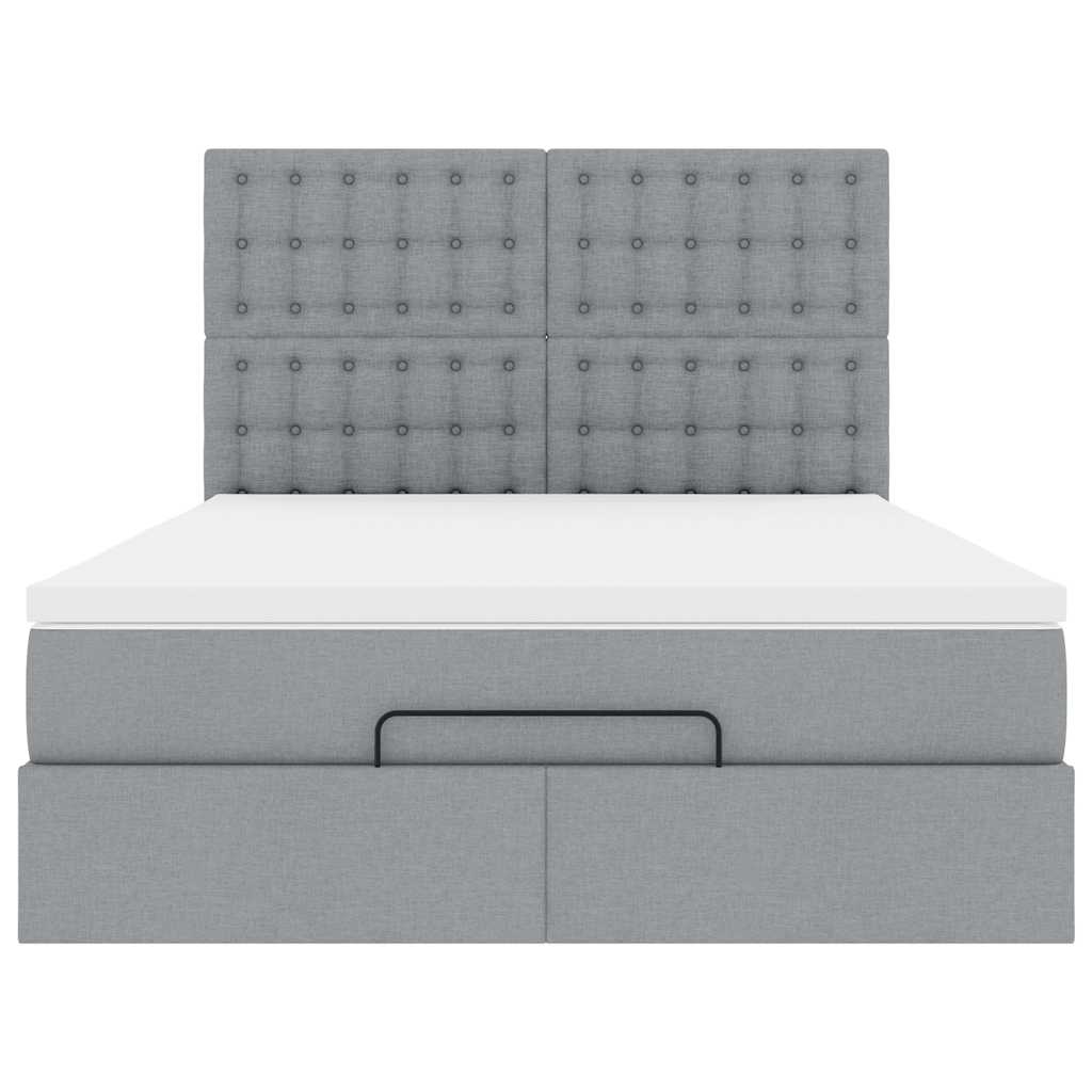 Ottoman bed met matras 140x200cm stof lichtgrijs