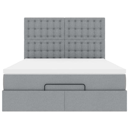 Ottoman bed met matras 140x200cm stof lichtgrijs