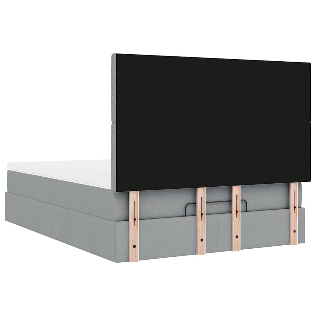 Ottoman bed met matras 140x200cm stof lichtgrijs