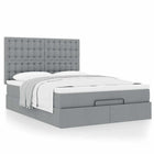 Ottoman bed with mattress 140x200cm fabric light grey