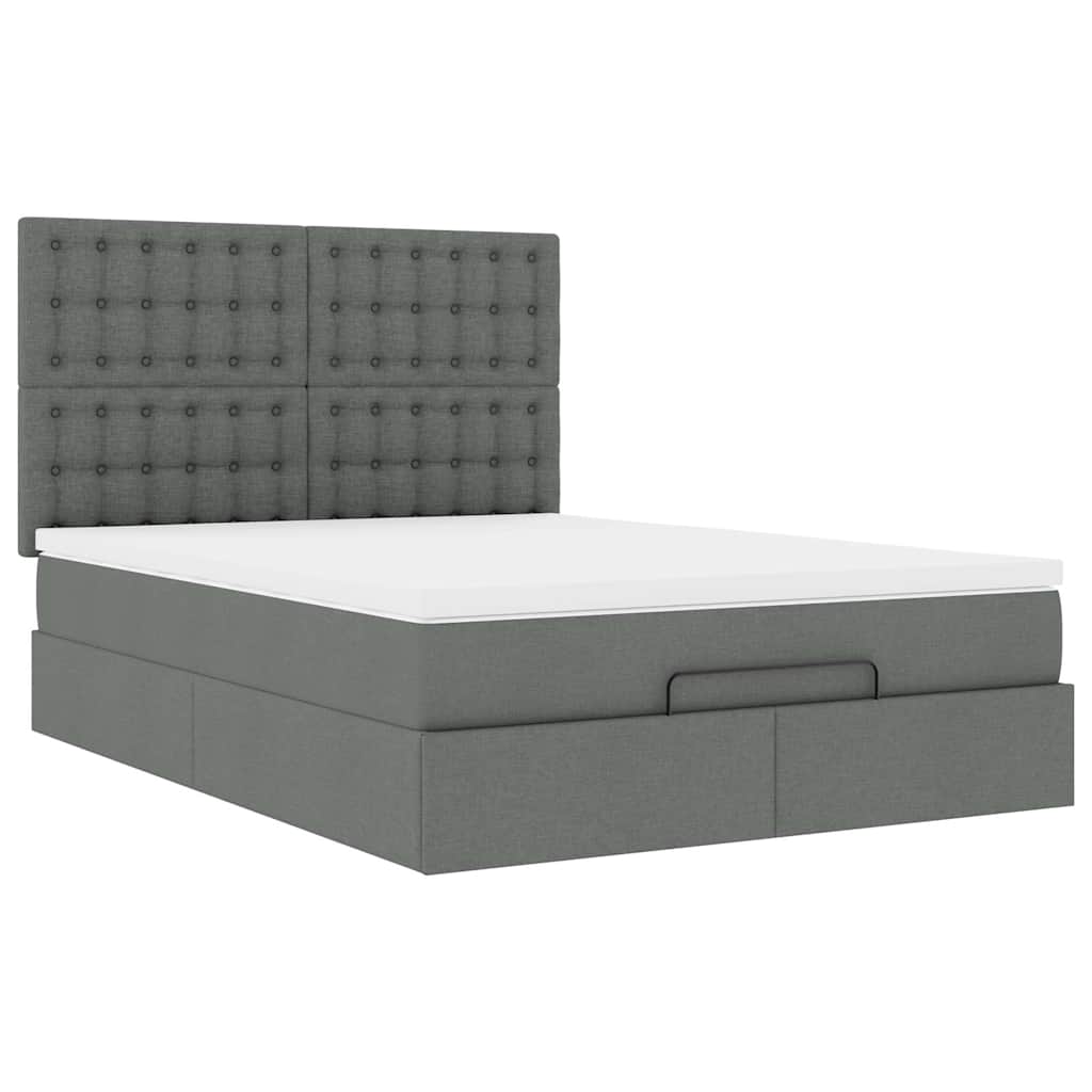Ottoman bed met matras 140x200cm stof donkergrijs