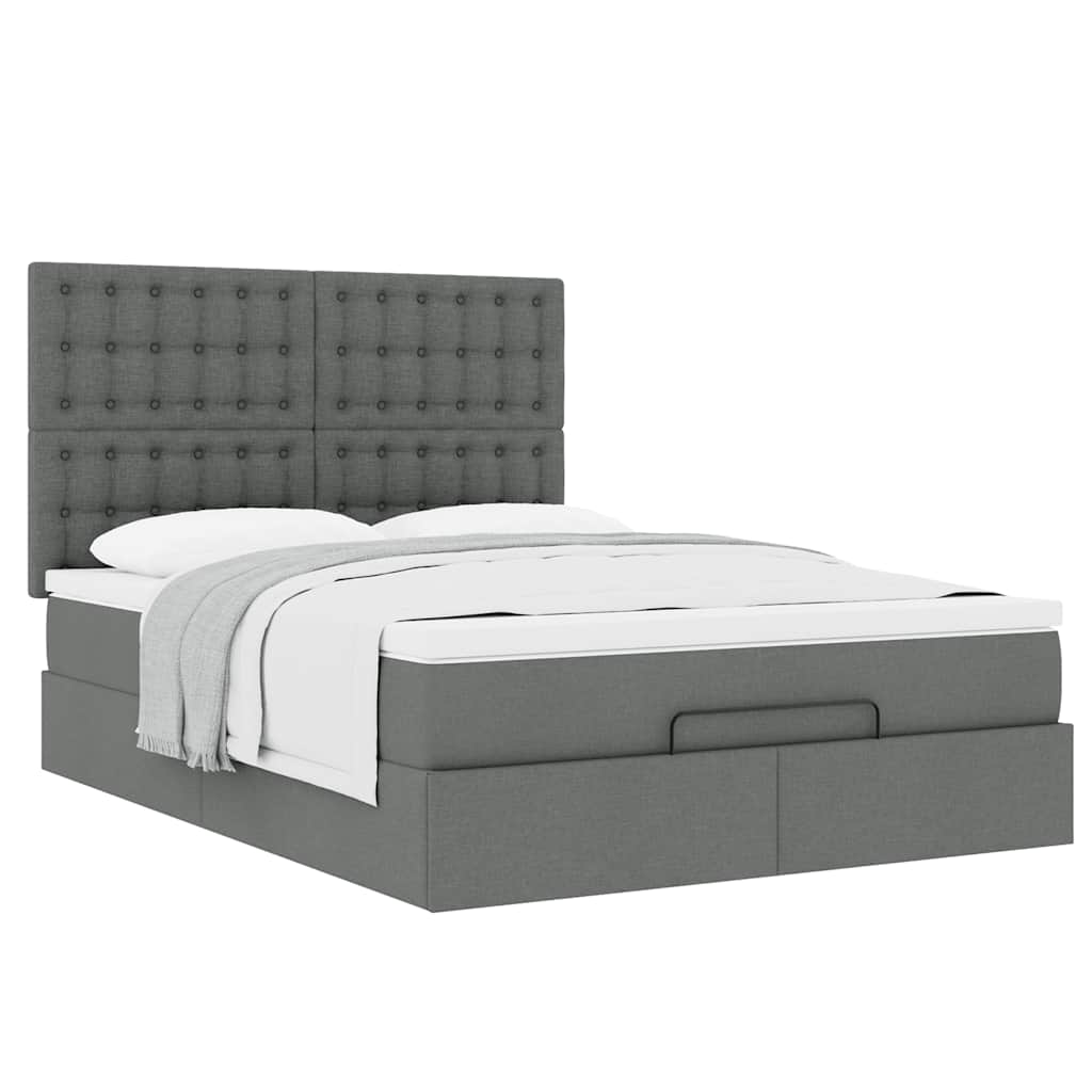 Ottoman bed met matras 140x200cm stof donkergrijs