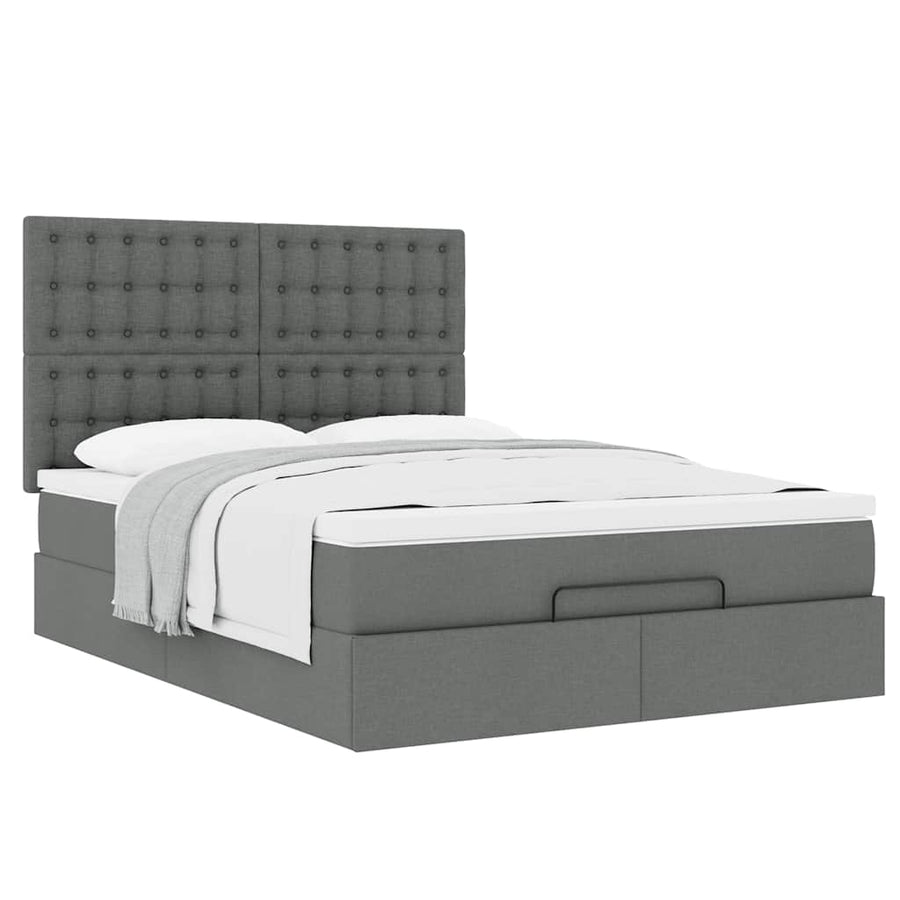 Ottoman bed met matras 140x200cm stof donkergrijs