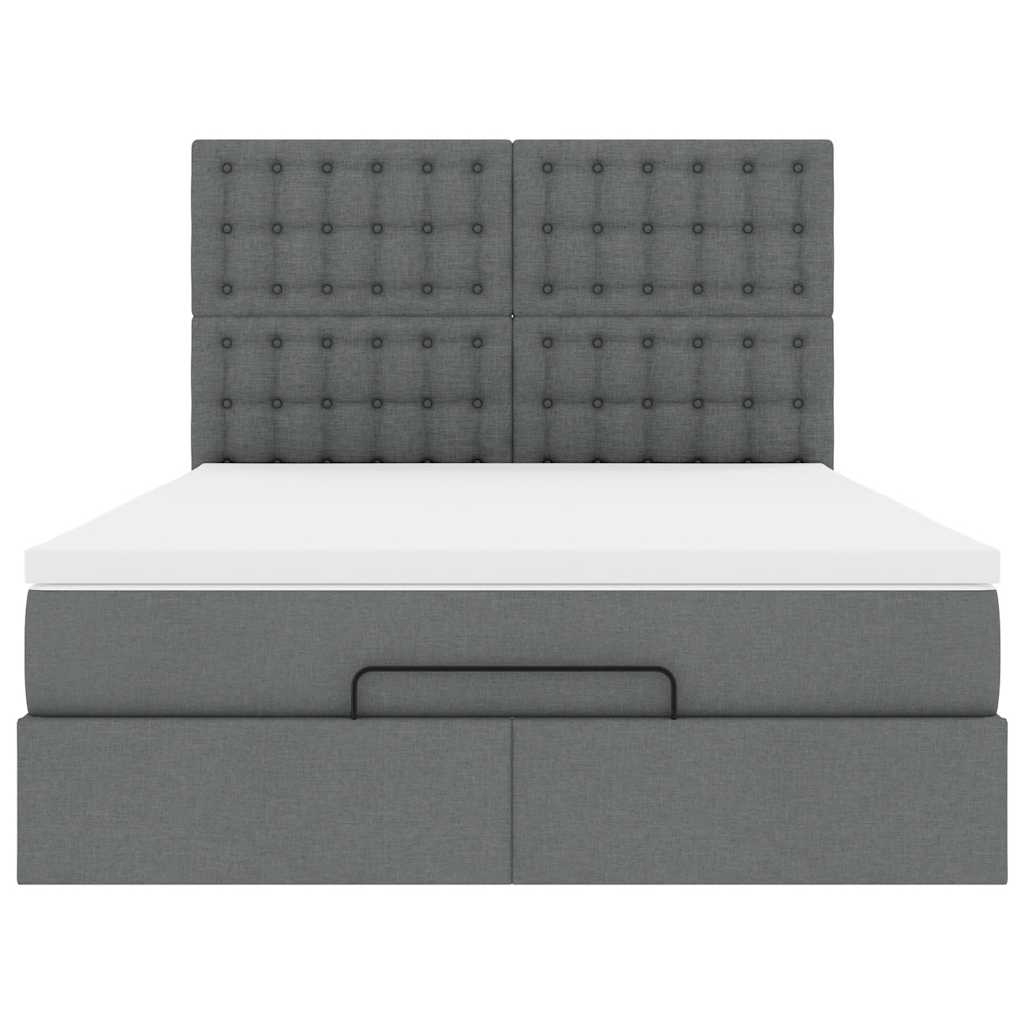 Ottoman bed met matras 140x200cm stof donkergrijs