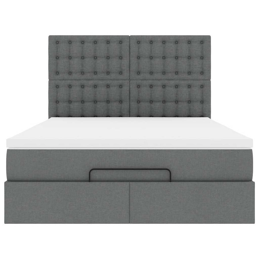 Ottoman bed met matras 140x200cm stof donkergrijs
