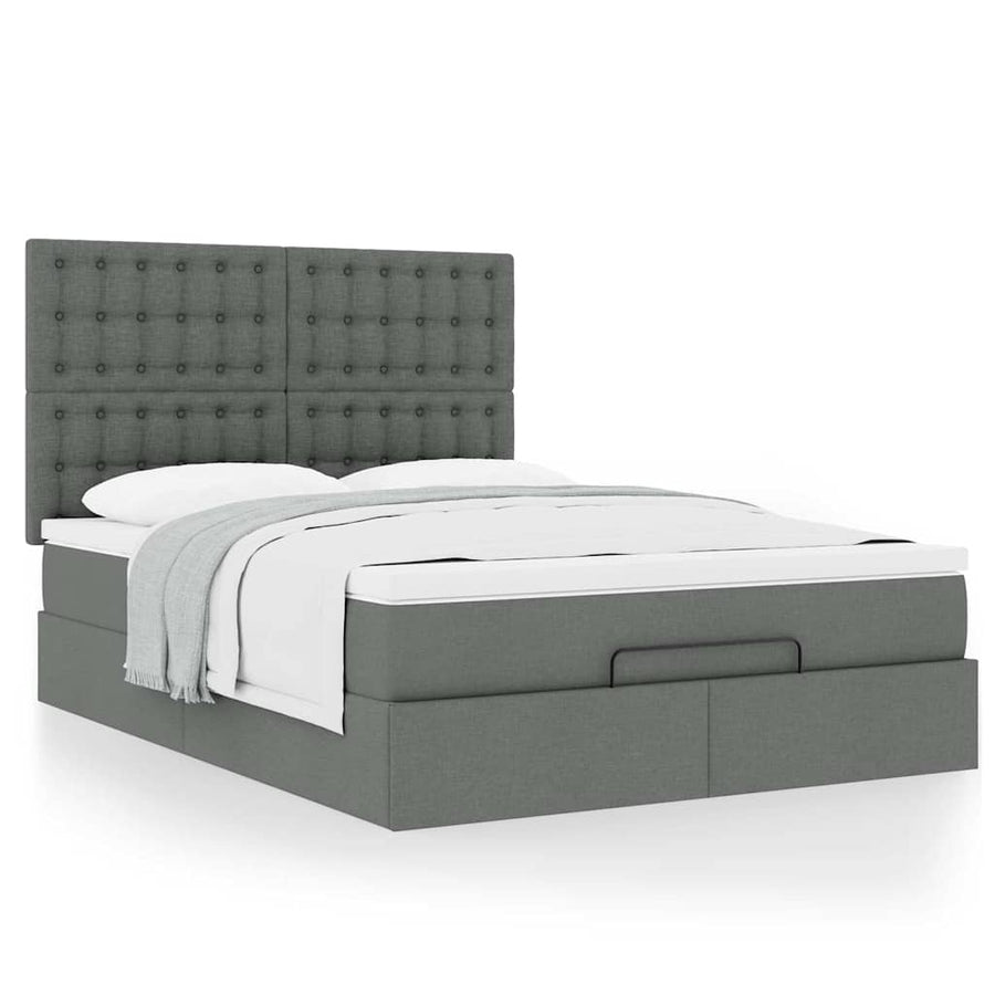 Ottoman bed met matras 140x200cm stof donkergrijs