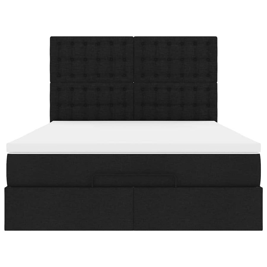 Ottoman bed met matras 140x200cm stof zwart