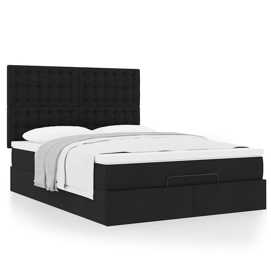 Ottoman bed met matras 140x200cm stof zwart