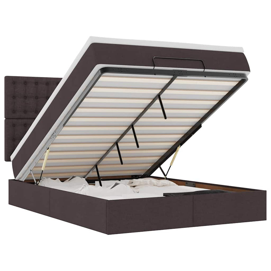 Ottoman bed met matras 140x200cm stof donkerbruin