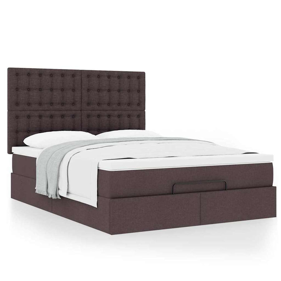 Ottoman bed met matras 140x200cm stof donkerbruin