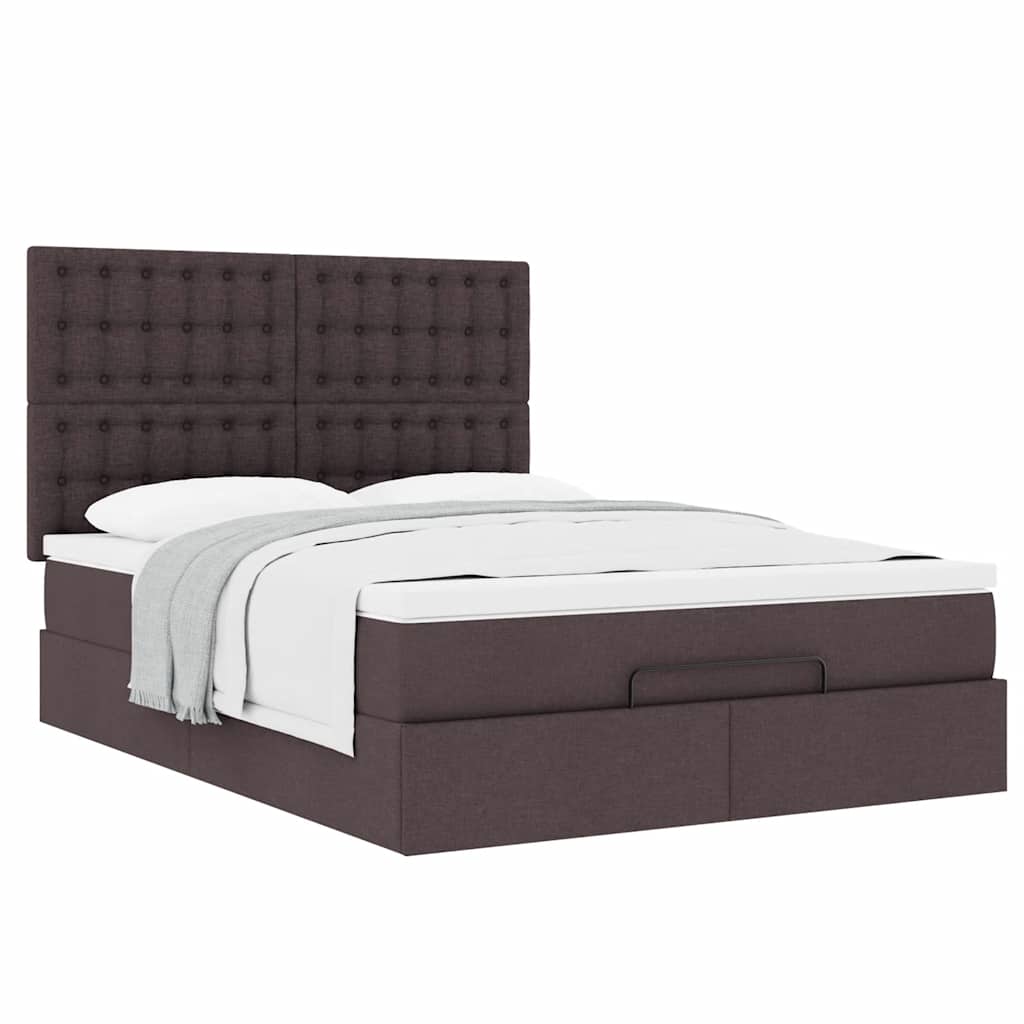 Ottoman bed met matras 140x200cm stof donkerbruin