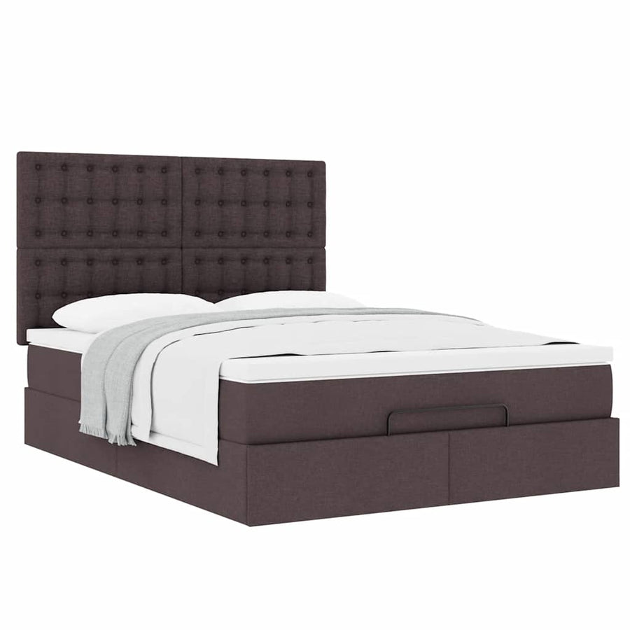 Ottoman bed met matras 140x200cm stof donkerbruin